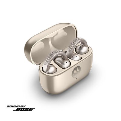 Fone de Ouvido Moto Buds Loop OWS Bluetooth Sound by Bose IP54 Bateria até 39h Swarovski Motorola Champagne / Bivolt