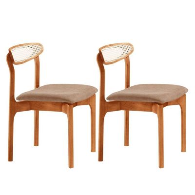 Conjunto 2 Cadeira De Jantar Noronha Premium Moderna Mobília Atacama/imbuia Natural