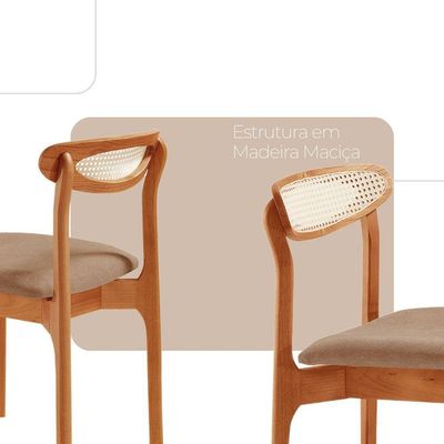 Conjunto 2 Cadeira De Jantar Noronha Premium Moderna Mobília Atacama/imbuia Natural