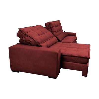 Sofá Retrátil E Reclinável 2,12m Molas Ensacadas Cama Inbox Catar Velusoft Vermelho