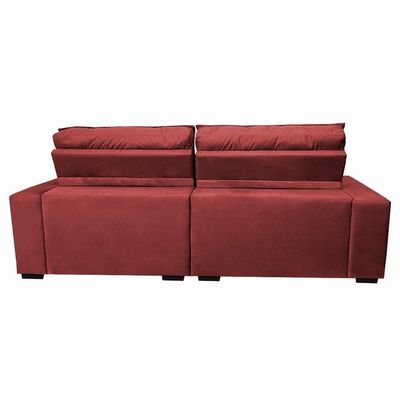 Sofá Retrátil E Reclinável 2,12m Molas Ensacadas Cama Inbox Catar Velusoft Vermelho