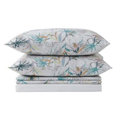 Jogo De Lençol Bella Casal 4 Peças Percal 200 Fios Estampado Floral - Aquarela - 100% Poliéster