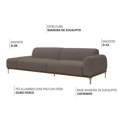 Sofá Living Unne 3 Lugares 210cm Terminal Direito Bouclé Marrom - Nexta Casa Cor Marrom