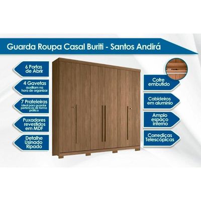 Guarda Roupa 2 Peças (1guardaroupa+1cômoda) Qc372 Jatobá - Santos Andirá