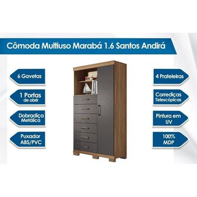 Guarda Roupa 2 Peças (1guardaroupa+1cômoda) Qc372 Jatobá - Santos Andirá