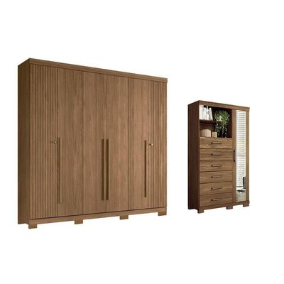 Guarda Roupa 2 Peças (1guardaroupa+1cômoda) Qc372 Jatobá - Santos Andirá