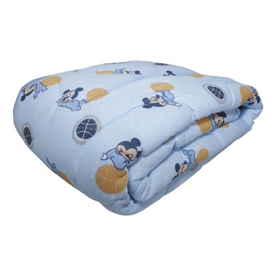 Edredom KazzaVip Baby Malha 100% Algodão Berço Americano Estampado Mickey Travesso Azul