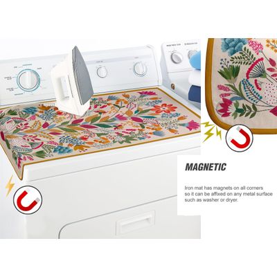 Tapete Magnético Dobrável de Algodão c/ Almof. de Fibra e Descanso de Silicone - Portátil Lavável p/ Mesa e Lava/Seca - Floral - Vargottam 71,12 Cm × 121,92 Cm / Multicolorido