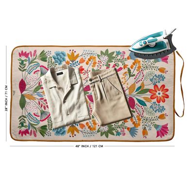 Tapete Magnético Dobrável de Algodão c/ Almof. de Fibra e Descanso de Silicone - Portátil Lavável p/ Mesa e Lava/Seca - Floral - Vargottam 71,12 Cm × 121,92 Cm / Multicolorido