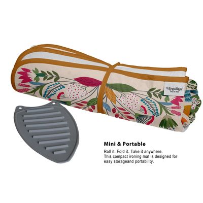 Tapete Magnético Dobrável de Algodão c/ Almof. de Fibra e Descanso de Silicone - Portátil Lavável p/ Mesa e Lava/Seca - Floral - Vargottam 71,12 Cm × 121,92 Cm / Multicolorido