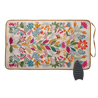 Tapete Magnético Dobrável de Algodão c/ Almof. de Fibra e Descanso de Silicone - Portátil Lavável p/ Mesa e Lava/Seca - Floral - Vargottam 71,12 Cm × 121,92 Cm / Multicolorido