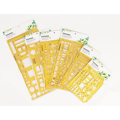 Traceease 6 Peças, Gabaritos para Planta de Casa e Mobiliário (Cozinha/Quarto/Banheiro) - Ferramentas de Desenho Arquitetônico - IBA Crafts Amarelo