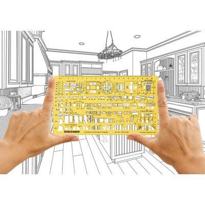 Traceease 6 Peças, Gabaritos para Planta de Casa e Mobiliário (Cozinha/Quarto/Banheiro) - Ferramentas de Desenho Arquitetônico - IBA Crafts Amarelo
