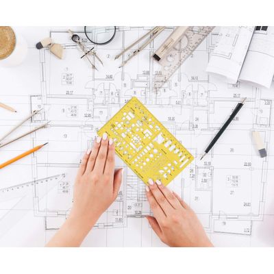 Traceease 6 Peças, Gabaritos para Planta de Casa e Mobiliário (Cozinha/Quarto/Banheiro) - Ferramentas de Desenho Arquitetônico - IBA Crafts Amarelo