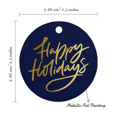 Etiquetas de Papel Boas Festas para Lembrancinhas, Pendentes com Folha Metalizada para Artesanato - Inkdotpot 50 Etiquetas Metalizadas / Azul - Prata