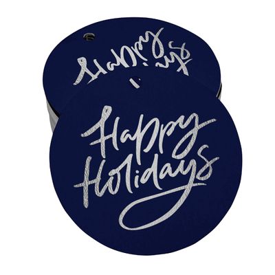 Etiquetas de Papel Boas Festas para Lembrancinhas, Pendentes com Folha Metalizada para Artesanato - Inkdotpot 50 Etiquetas Metalizadas / Azul - Prata