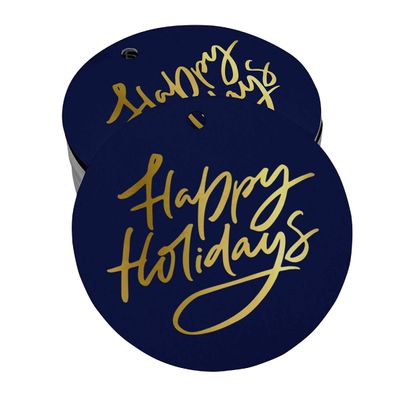 Etiquetas de Papel Boas Festas para Lembrancinhas, Pendentes com Folha Metalizada para Artesanato - Inkdotpot 50 Etiquetas Metalizadas / Azul - Prata