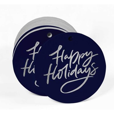 Etiquetas de Papel Boas Festas para Lembrancinhas, Pendentes com Folha Metalizada para Artesanato - Inkdotpot 50 Etiquetas Metalizadas / Azul - Prata