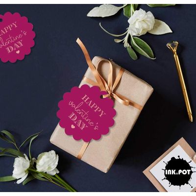 Tags de Papel para Lembrancinhas de Dia dos Namorados, Metalizado Artesanal para Pendurar - Inkdotpot 50 Etiquetas Metalizadas / Rosa - Ouro Rosé