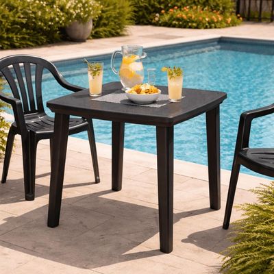 Mesa Plástica Tramontina Desmontável 80,5x72cm Preta Quadrada Eco Summa Sancho Polipropileno