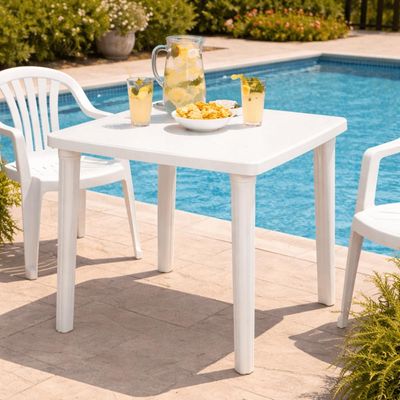Mesa Plástica Quadrada Desmontável Tramontina 80,5x72cm Branca Summa Sancho