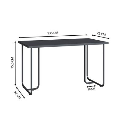 Mesa Escrivaninha para Escritório Estudo Notebook Grafite Preto Industrial Office Placa e Ponto
