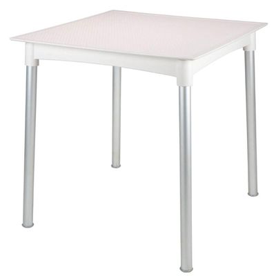 Mesa de Plástico Quadrada Tramontina 70x72cm Branco Pernas Alumínio Anodizado Summa Laura Rattan