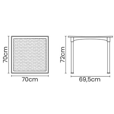 Mesa de Plástico Quadrada Tramontina 70x72cm Branco Pernas Alumínio Anodizado Summa Laura Rattan