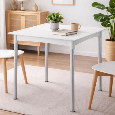 Mesa de Plástico Quadrada Tramontina 70x72cm Branco Pernas Alumínio Anodizado Summa Laura Rattan