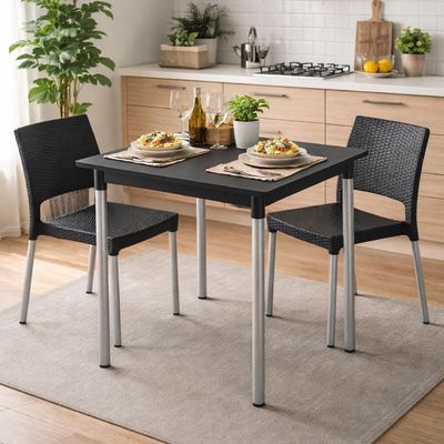 Mesa Tramontina Quadrada Preto Summa Diana Polipropileno com Pernas de Alumínio Anodizado
