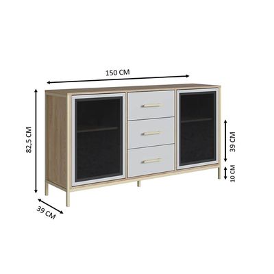 Balcão Armário Multiuso para Cozinha Sala de Jantar Arenas 150cm Industrial Placa e Ponto