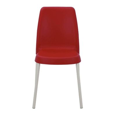 Jogo 4 Cadeiras Tramontina Summa Vanda Plástico Pés Alumínio Jardim Área Gourmet Cozinha Vermelho
