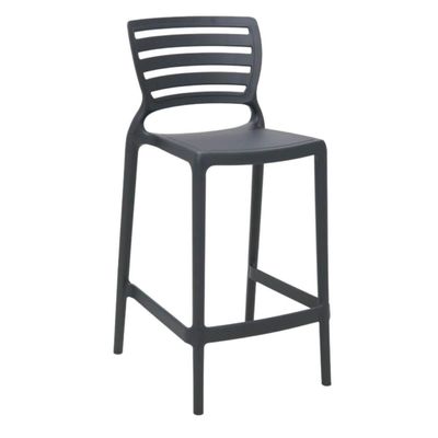 Kit 4 Cadeiras Altas Tramontina Plástico Resistente Grafite Banqueta Bar Bancada Cozinha Summa Sofia