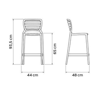 Kit 4 Cadeiras Altas Tramontina Plástico Resistente Grafite Banqueta Bar Bancada Cozinha Summa Sofia