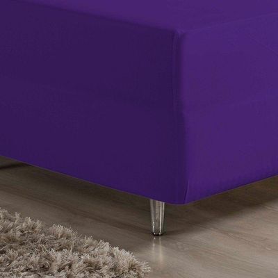 Jogo De Cama King Nobre 3 Peças Luva De Box 55cm De Altura Malha 100% Algodão - Roxo