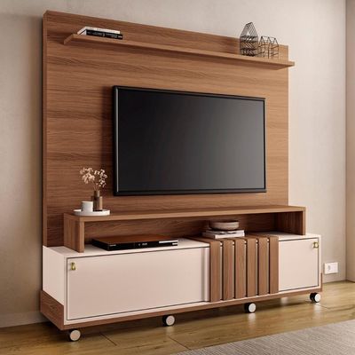 Estante Painel De 65 Pol 180cm Cloe H01 Castanho-off White - Mpozenato