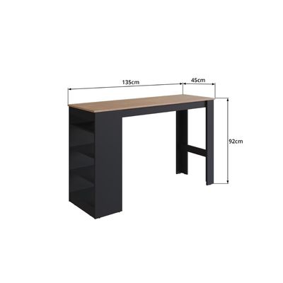 Mesa Bancada Gourmet 135cm Para 4 Lugares Preto Montana