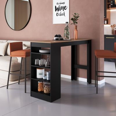 Mesa Bancada Gourmet 135cm Para 4 Lugares Preto Montana