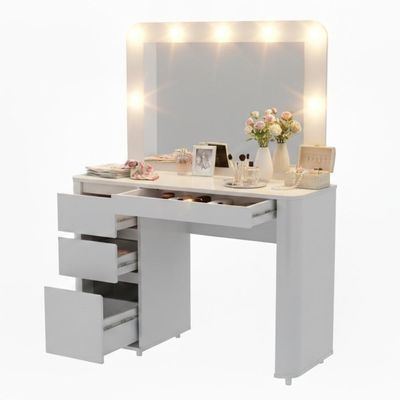 Penteadeira Camarim Luxo Com Espelho 3 Gavetas Organizadoras Design Moderno Maquiagem Quarto Branco