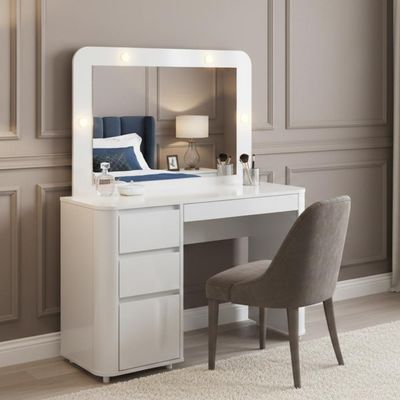 Penteadeira Camarim Luxo Com Espelho 3 Gavetas Organizadoras Design Moderno Maquiagem Quarto Branco