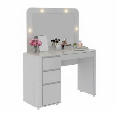 Penteadeira Camarim Luxo Com Espelho 3 Gavetas Organizadoras Design Moderno Maquiagem Quarto Branco