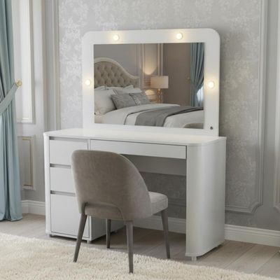 Penteadeira Camarim Luxo Com Espelho 3 Gavetas Organizadoras Design Moderno Maquiagem Quarto Branco