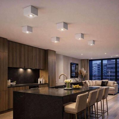 Jogo 8 Luminárias Plafon Quadrado Sobrepor Branco Sala Cozinha Escritório Dital