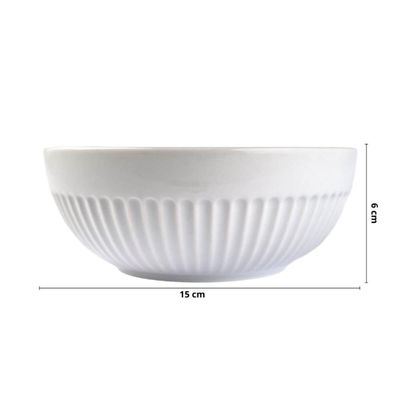 Conjunto 6 Tigelas Brancas 630ml Média Caneladas Assar Servir Germer Molhos Saladas