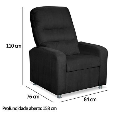 Kit 02 Poltronas Decorativas Do Papai Reclinável Confortável Suede Preto - Lm Decor