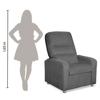 Poltrona Decorativa Do Papai Reclinável Confortável Suede Cinza Escuro - Lm Decor