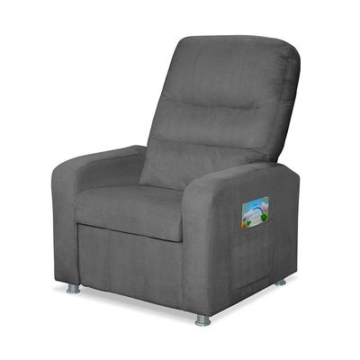 Poltrona Decorativa Do Papai Reclinável Confortável Suede Cinza Escuro - Lm Decor