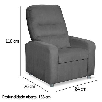 Poltrona Decorativa Do Papai Reclinável Confortável Suede Cinza Escuro - Lm Decor