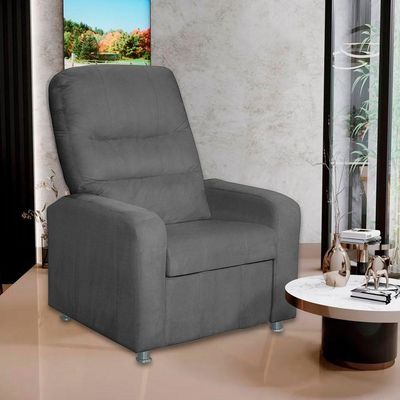Poltrona Decorativa Do Papai Reclinável Confortável Suede Cinza Escuro - Lm Decor