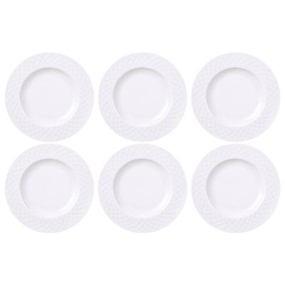 Jogo 6 Pratos de Sobremesa Branco em Porcelana 21cm Mesa Posta Ingrid Tramontina